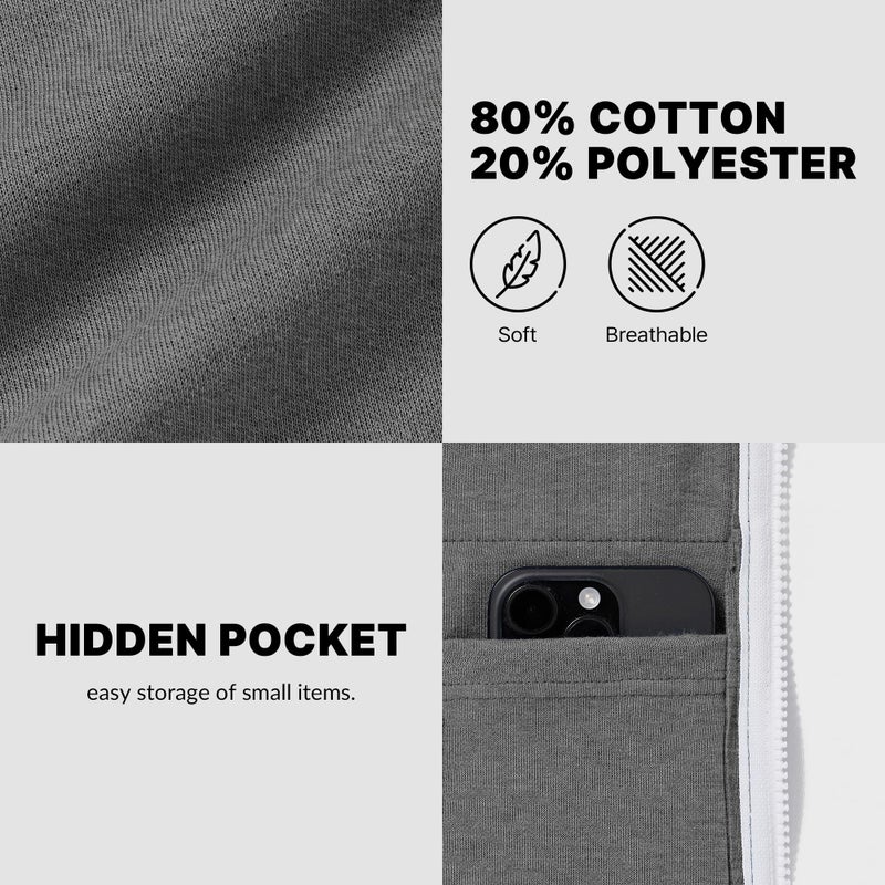 Ohoo Men's Zip Up Hoodie Lightweight Slim Fit Sweatshirt Full Zip Hooded Jacket / DCF002-DEEPGREY-M - Image 5
